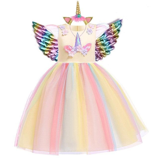 robe licorne fille couleur jaune