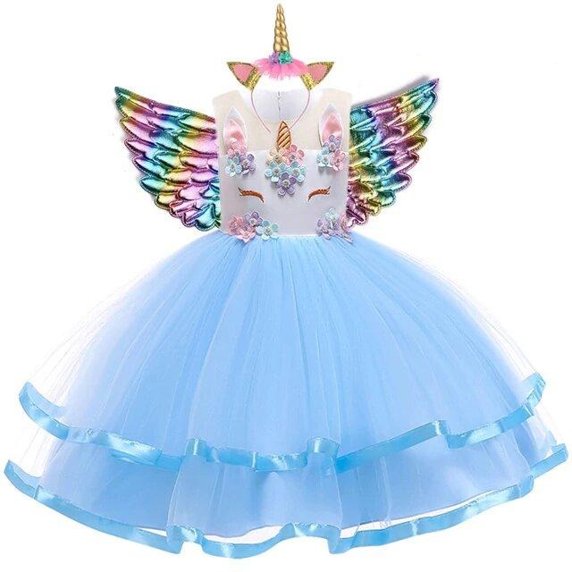 robe licorne de princesse bleu