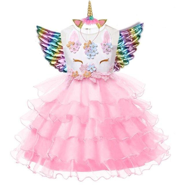 robe licorne fille couleur rose