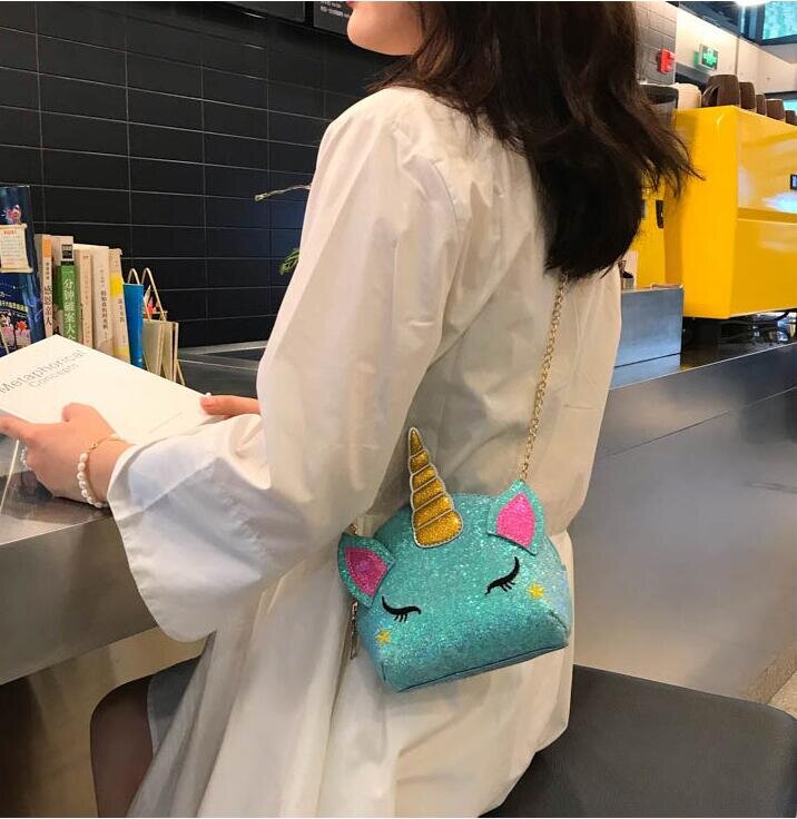 Sac à Main Licorne Paillette Verte