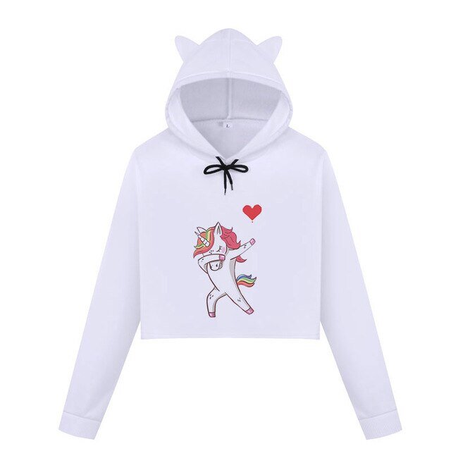 Sweat Crop Top Licorne Dab - monde-licorne