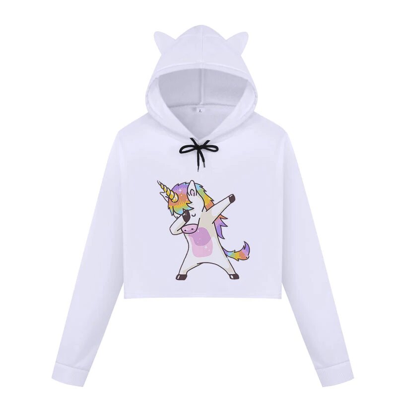 Sweat Crop Top Licorne Dab de l'espace - monde-licorne