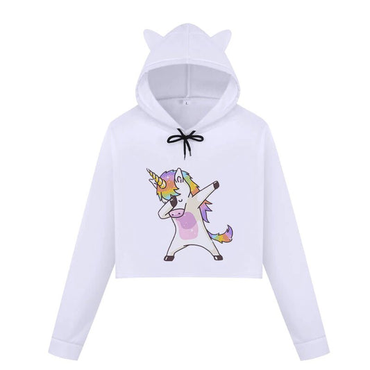 Sweat Crop Top Licorne Dab de l'espace - monde-licorne