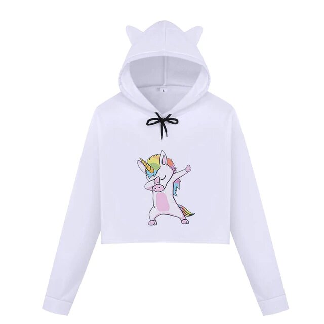 Sweat Crop Top Bébé Licorne Dab - monde-licorne