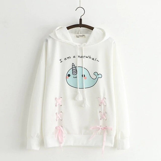 Sweat Licorne Blanc Narval