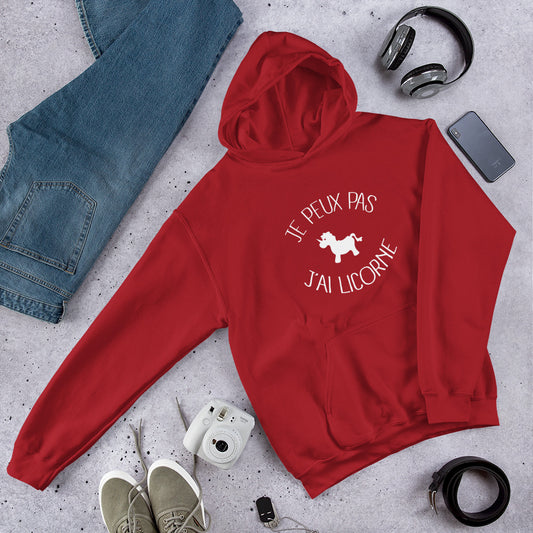 Sweat à capuche Je peux pas j'ai Licorne - monde-licorne