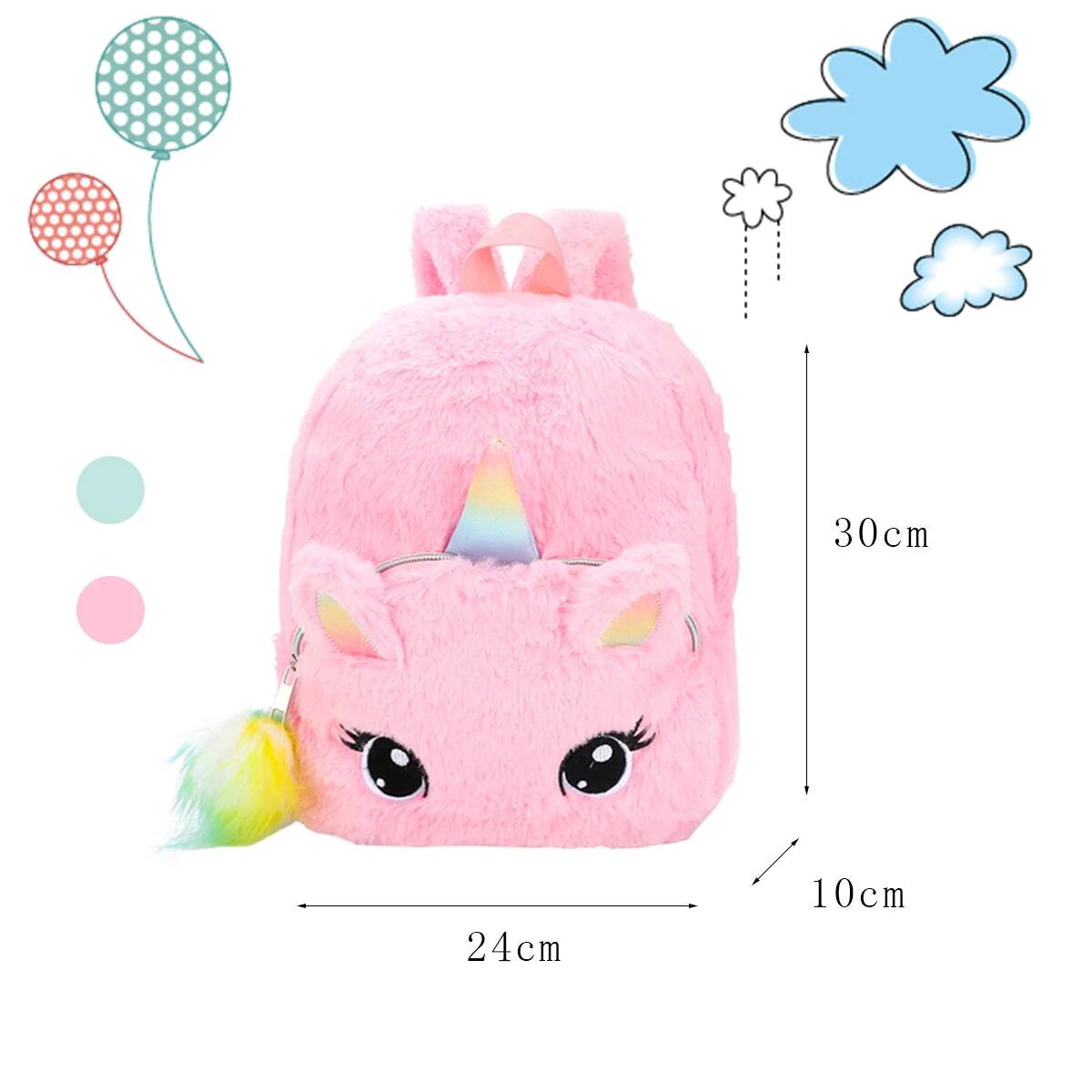 Cartable Licorne Fourrure Rose