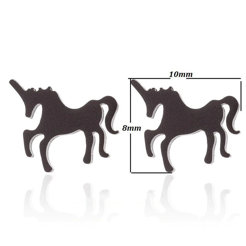 Boucle D'oreille Licorne Noir - monde-licorne