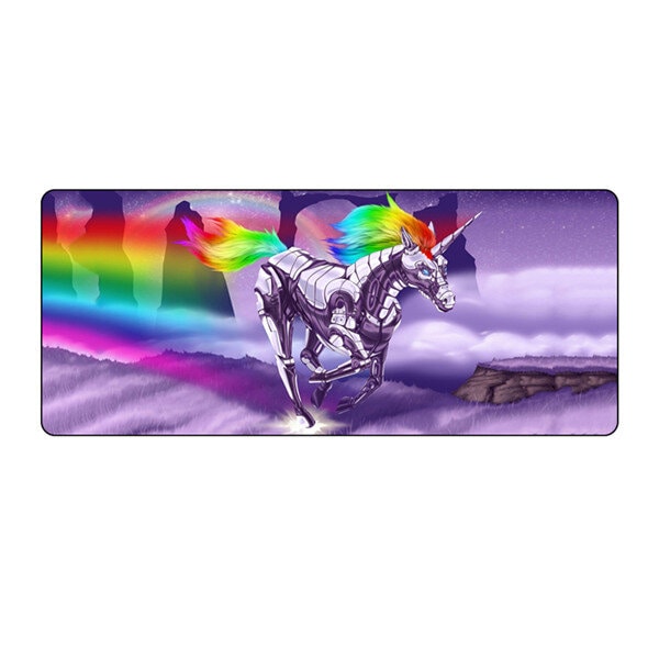 tapis de souris avec une licorne arc en ciel