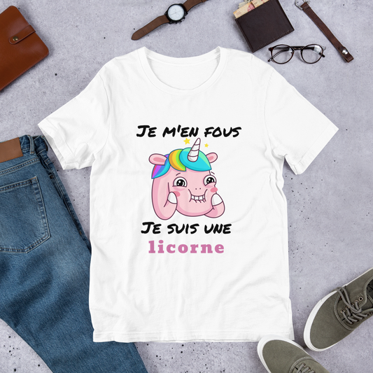 T-shirt Je m'en fous je suis une Licorne - monde-licorne