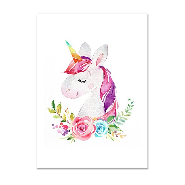 toile fleurie motif licorne