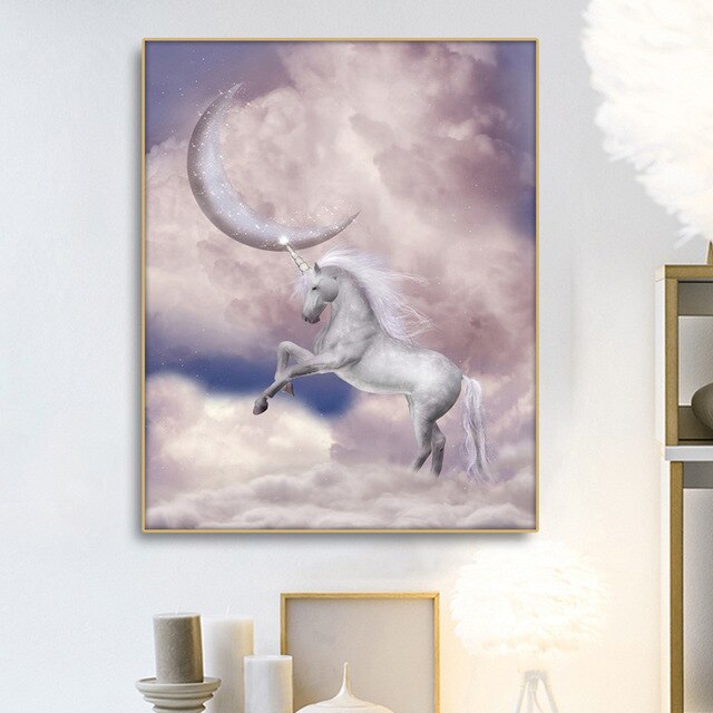 Toile Licorne Lune