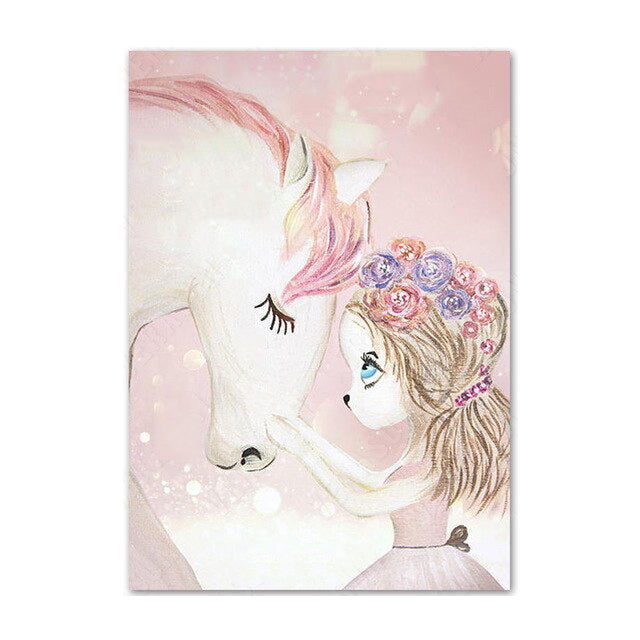 toile licorne rose princesse licorne