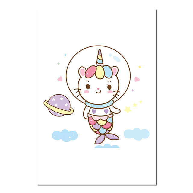 Toile Sirène Licorne Astronaute