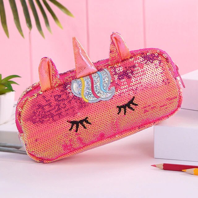trousse d ecole licorne couleur rouge