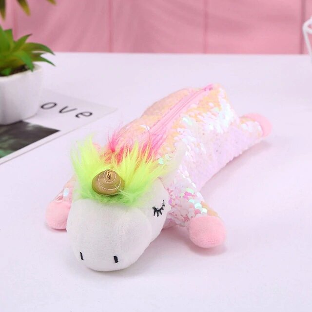 Trousse Licorne paillettes couleur rose