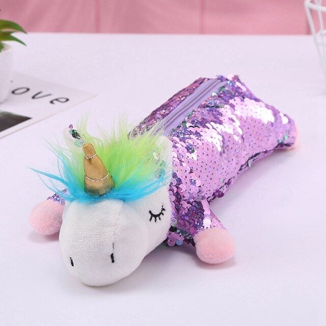 Trousse Licorne paillettes couleur violet