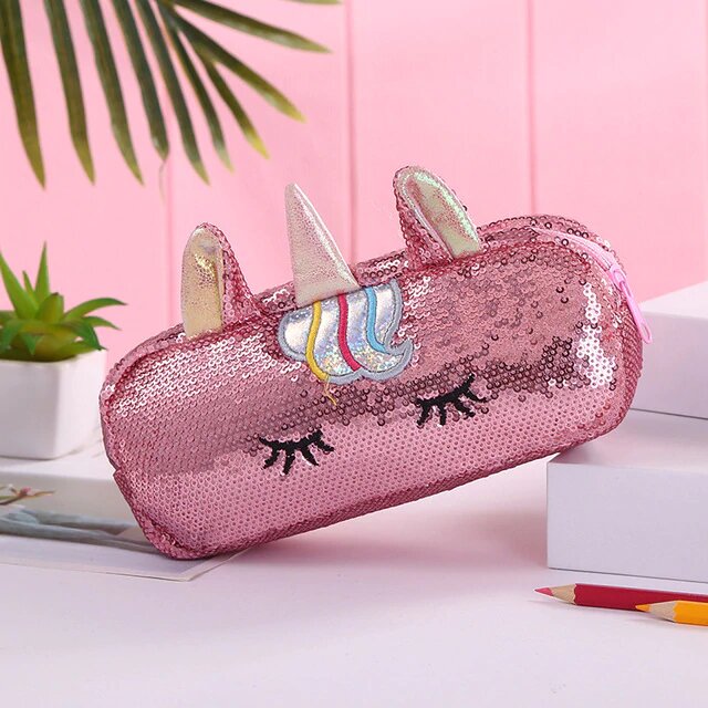 trousse licorne scolaire couleur rose