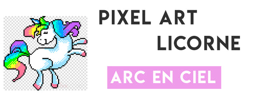 le pixel art licorne couleur arc en ciel