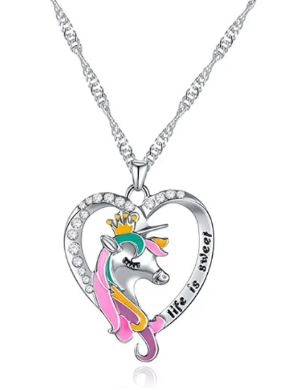 collier petite fille style licorne