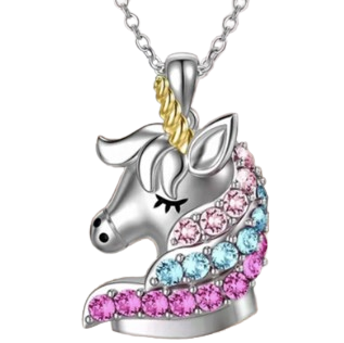 bijou petite licorne argente zircon cristal