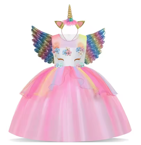 robe licorne fille couleur rose