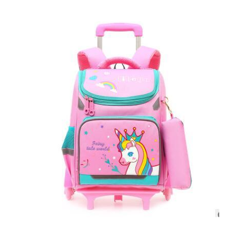 troley cartable licorne fille rose