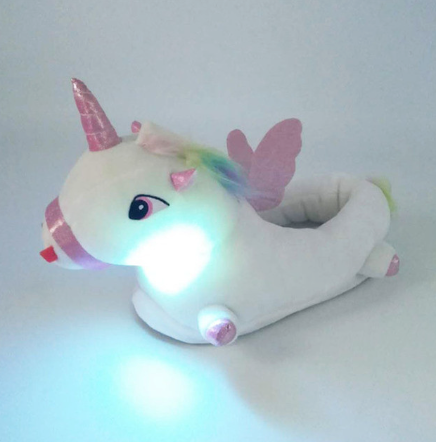 pantoufles lumineuses en forme de licorne