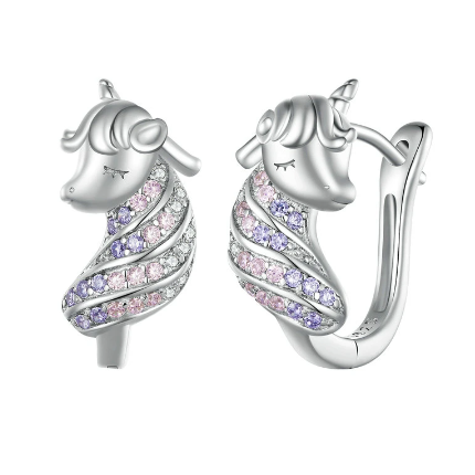 Boucles D'oreilles Licorne en Argent 925