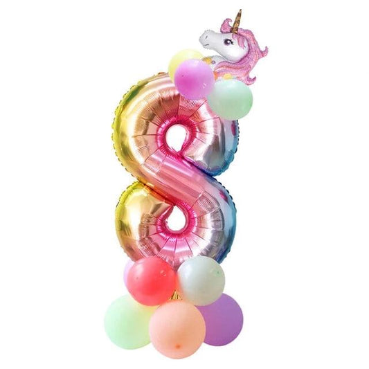 ballon licorne numero 8 pour fete un anniversaire