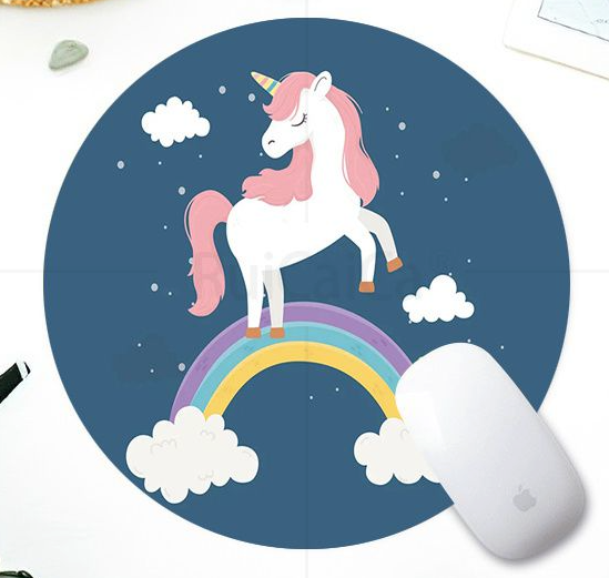 Tapis de souris licorne de forme ronde