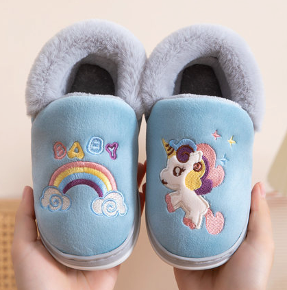 jolis chaussons licorne bleu pour enfants