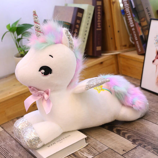 grosse peluche licorne blanche