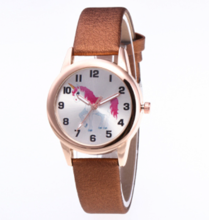 montre licorne marron