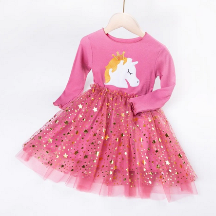 robe princesse licorne rose paillettee