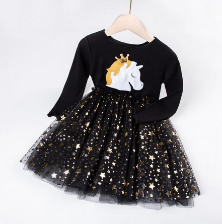 robe noire paillettes licorne