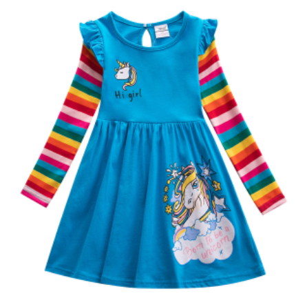 robe avec licorne manches longues rayees
