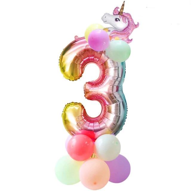 ballon licorne anniversaire numero 3