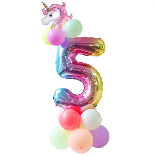 ballon numéro 5 pour anniversaire licorne