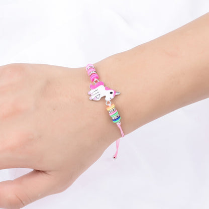 bracelet rose licorne pour fille