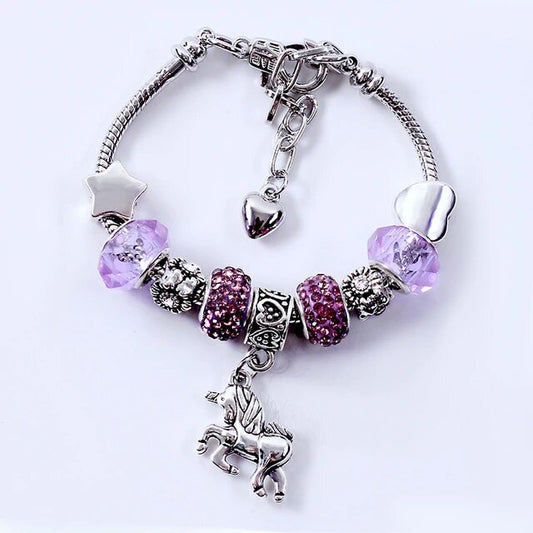 bracelet violet licorne