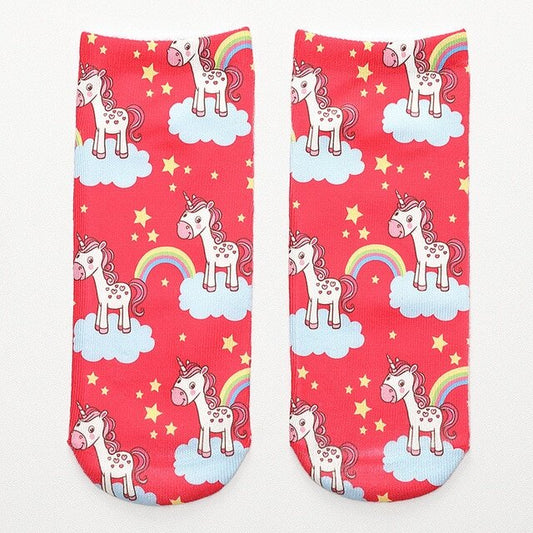 Chaussettes Licorne imprimées en 3D pour femmes - Kawaii - Cheville - Art amusant Blanc Chaussettes Licorne imprimées en 3D pour femmes - Kawaii - Cheville - Art amusant Blanc