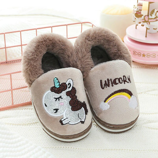 chausson marron licorne enfant