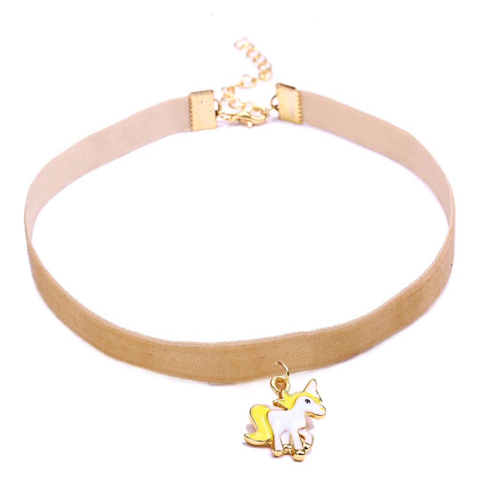Collier Ras de Cou Licorne Jaune - monde-licorne