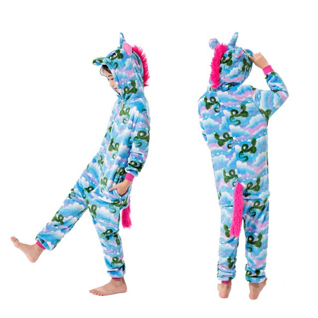 pyjama licorne bleu pour fille 