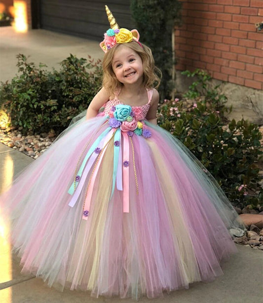 AJEUNGAIN Deguisement Licorne Fille Enfant, Paillette Costume