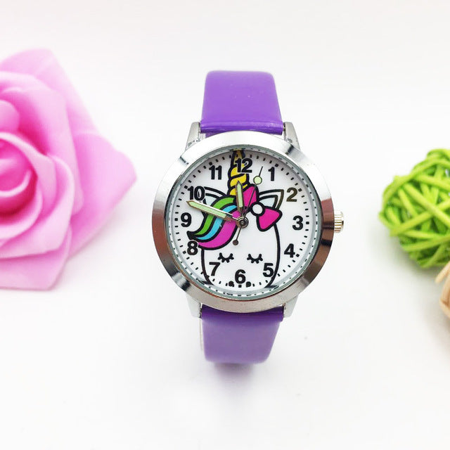 montre licorne bracelet couleur violet pour enfant