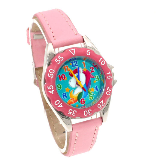 montre fille rose bonbon motif licorne