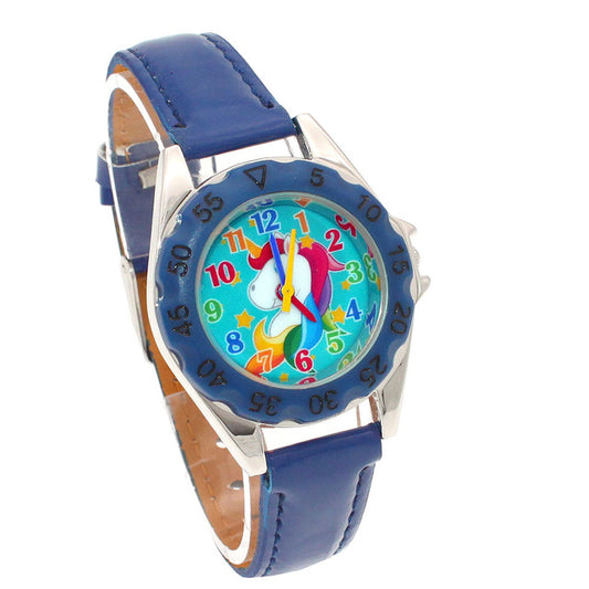petite montre fillette licorne bleu fonce