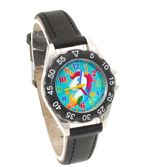 montre licorne noir pour petite fille